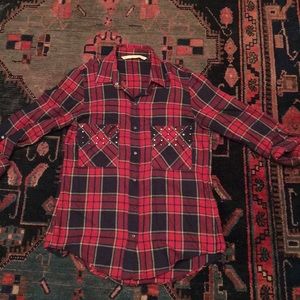 Zara plaid shirt w studs